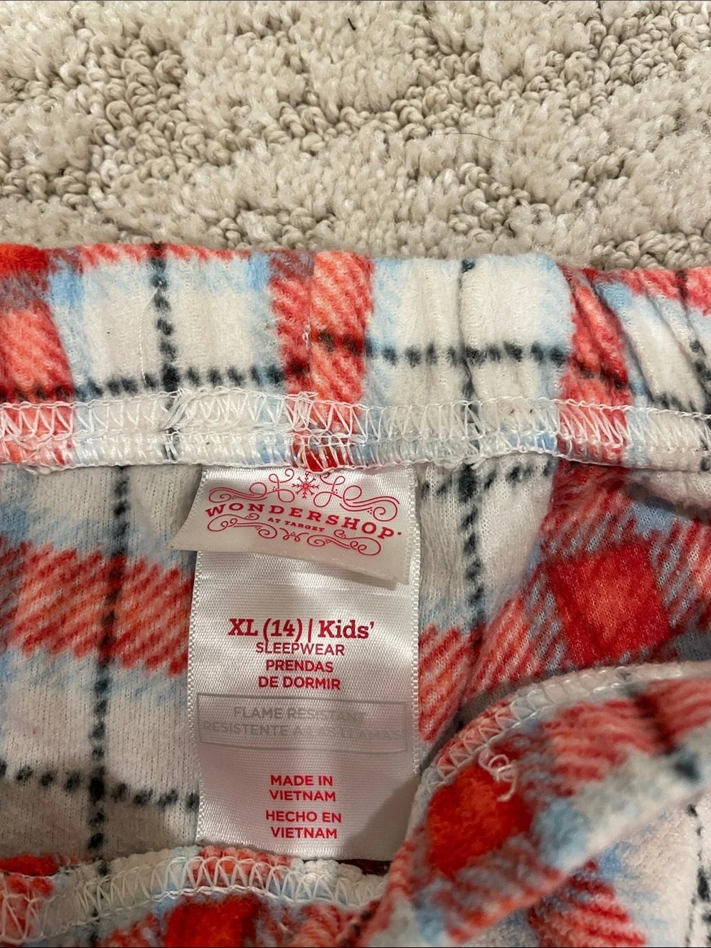 Wondershop Red andWhite Plaid Fleece Pajama Pants